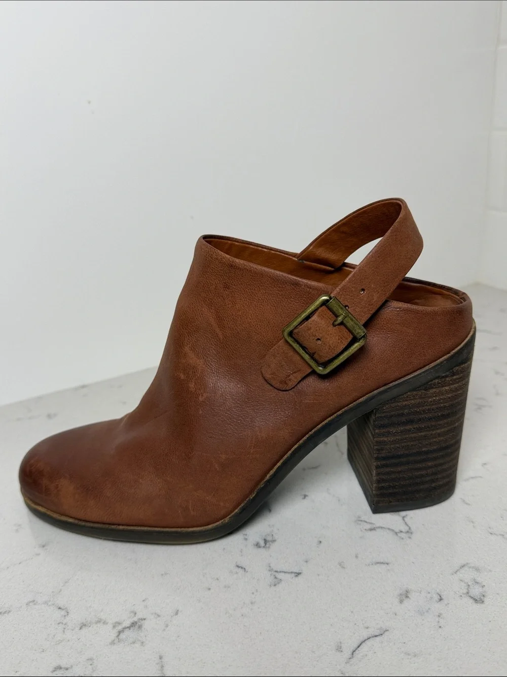 Lucky Brand Brown Leather Slingback Booties